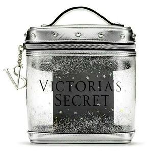 New Sealed Clear Silver Black Rhinestones Victoria’s Secret Makeup Bag